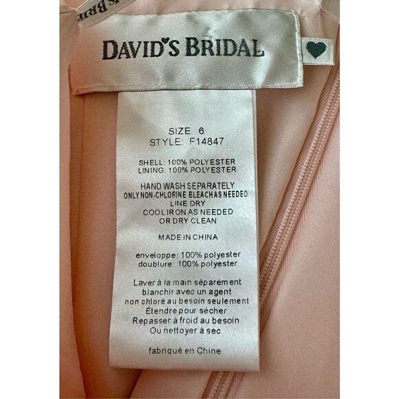 NWOT David's Bridal Strapless Pale Pink Crinkle Chiffon Mini Wedding Guest Dress - Picture 4 of 8